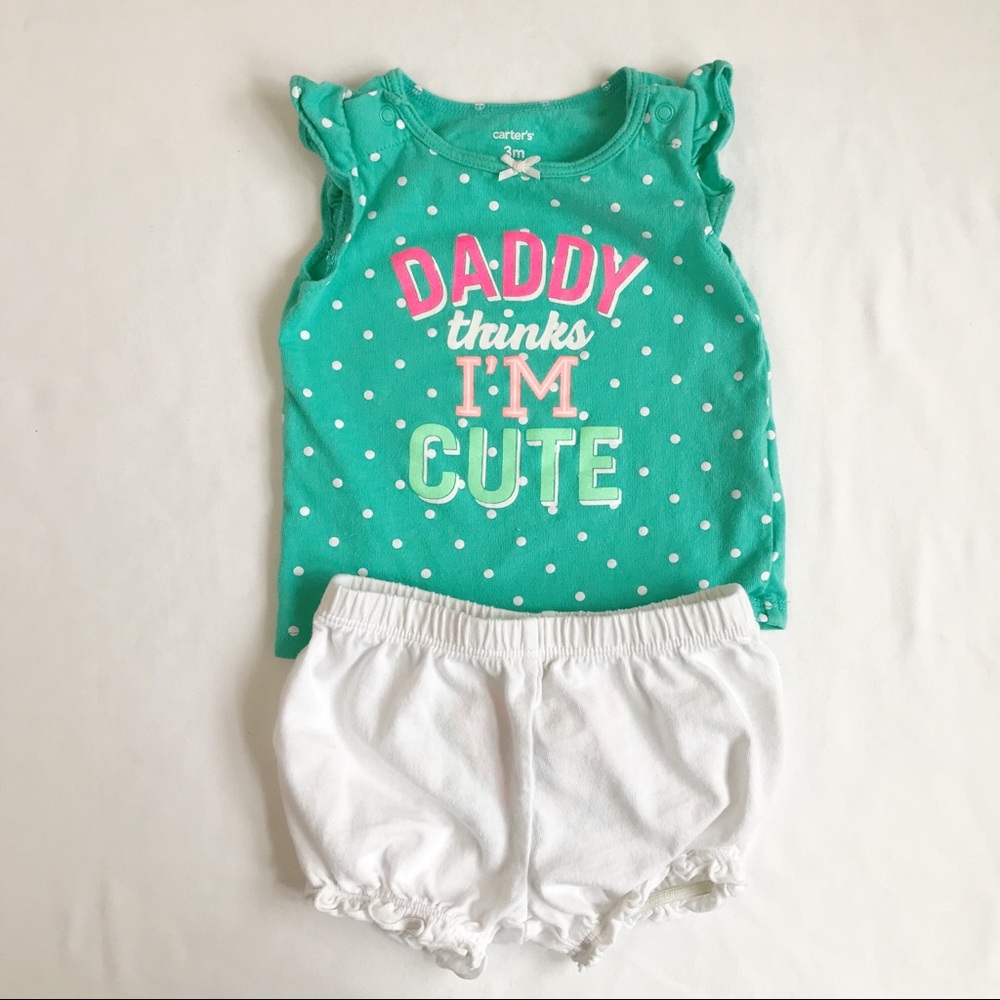 CARTERS Teal Flutter Sleeve Outfit